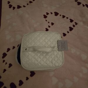 Elegant White Quilted Women's Bag 9in Wide 5 Inches Tall.